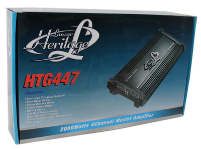 LANZAR HTG447 2000W 4 Channel Car Digital Amplifier + 4 Gauge Amp Install Kit
