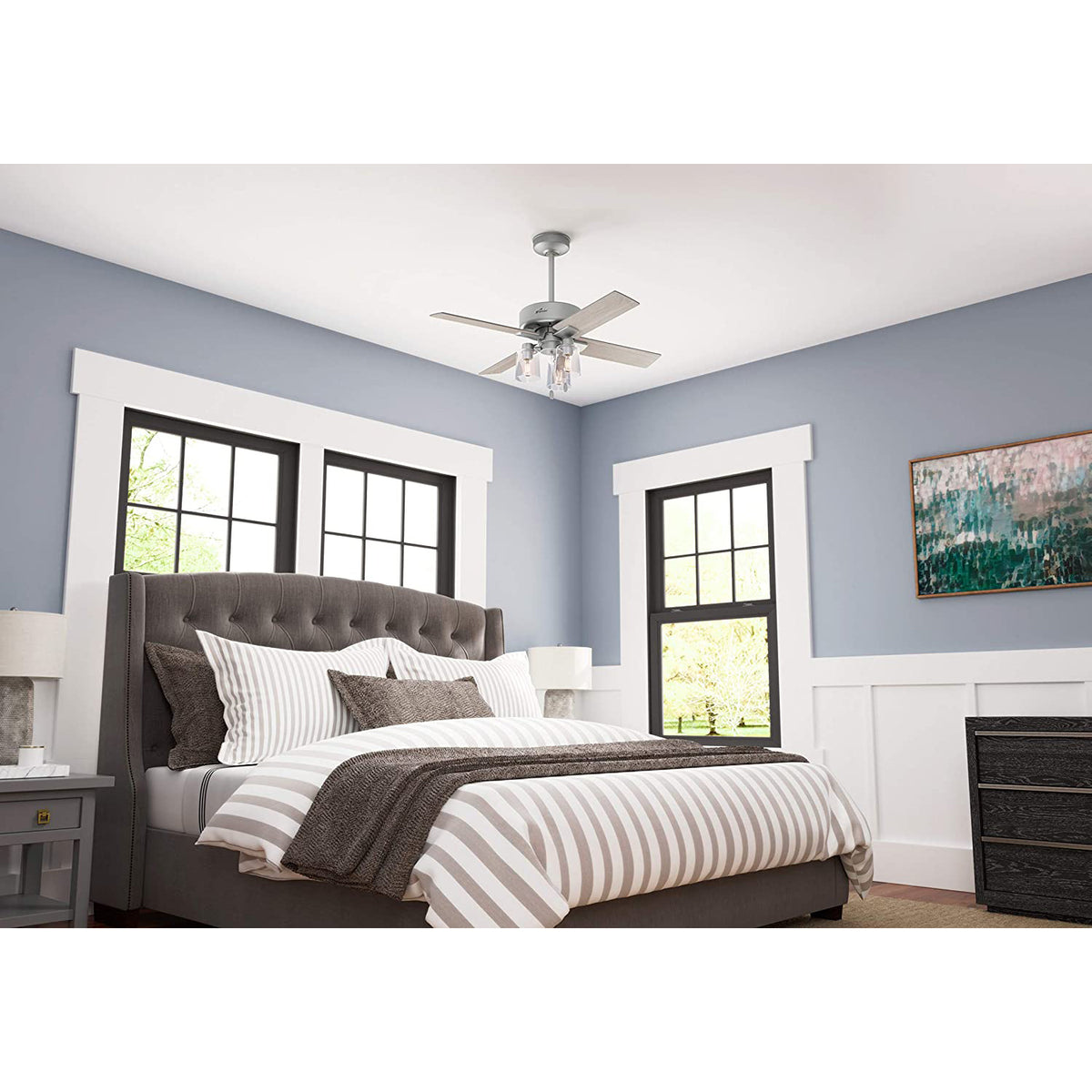 Hunter Fan Company Pelston 44 Inch Small Room Ceiling Fan w/ LED Light, Silver
