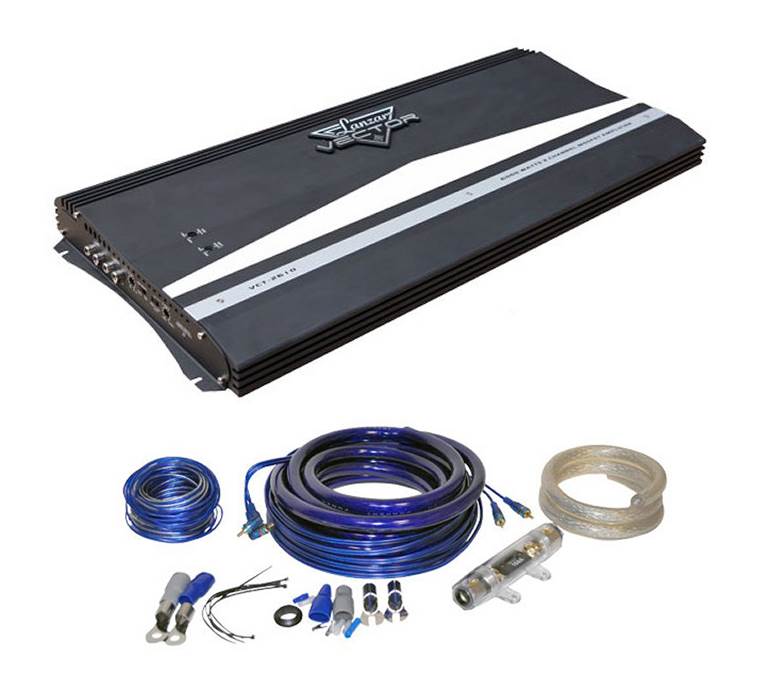 LANZAR AUDIO VCT2610 6000W 2 Channel Car Amplifier + 0/1 Gauge Amp Install Kit