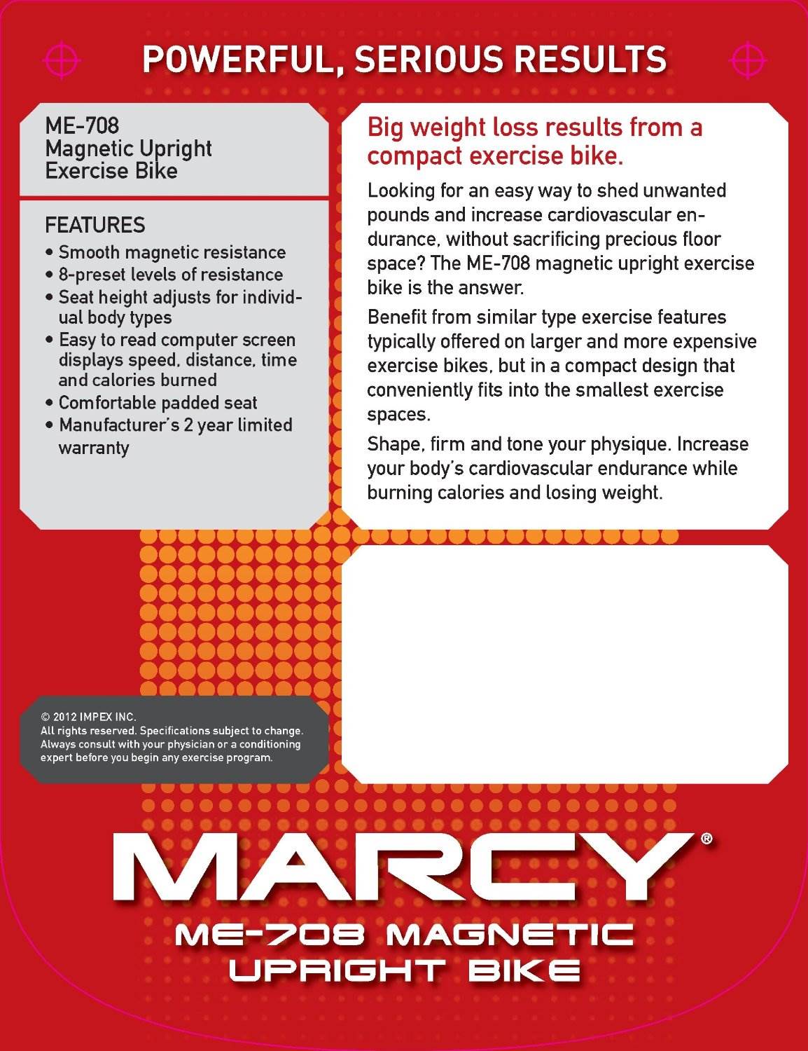 Marcy Upright Magnetic Exercise Bike Cycling Home Workout Equipment | Open Box