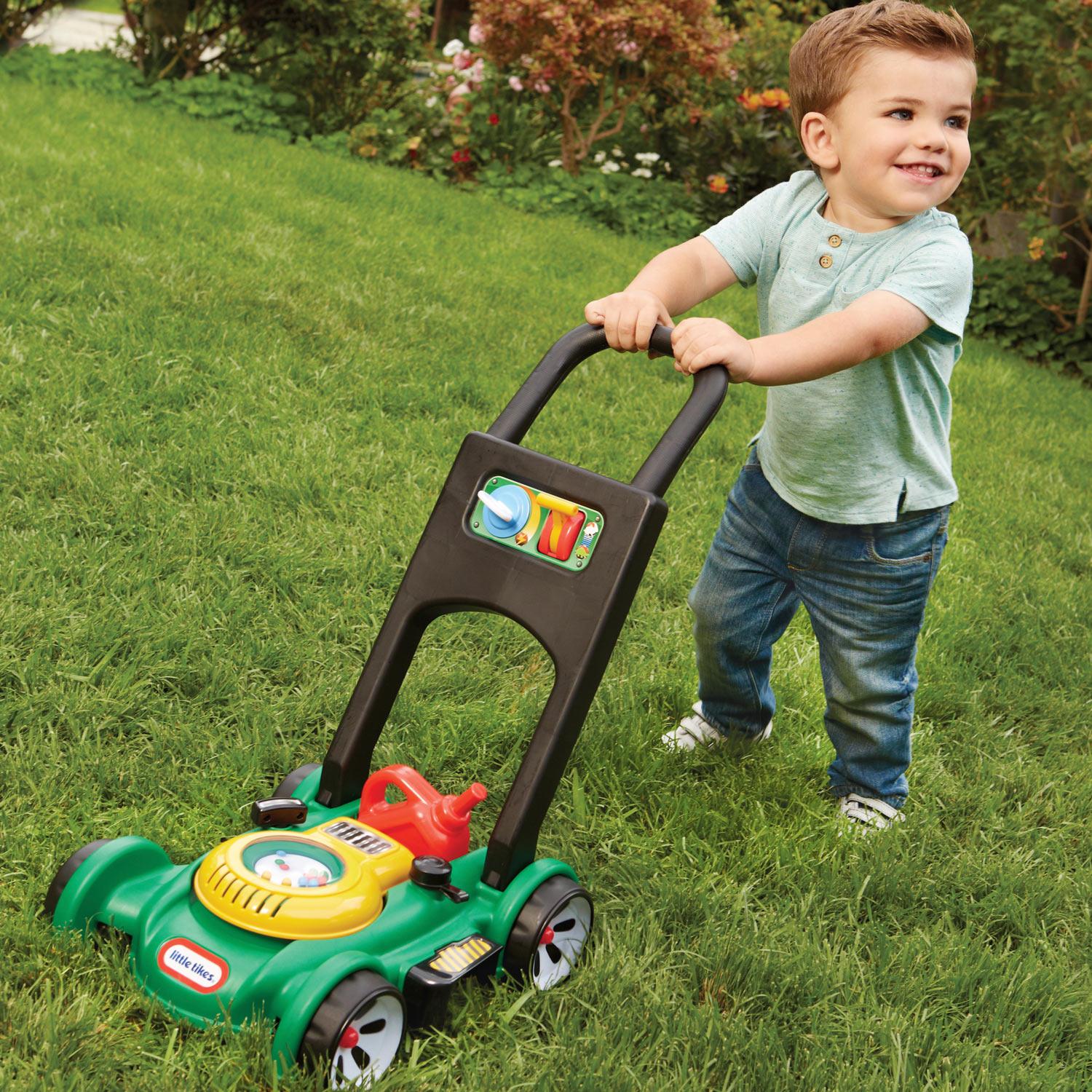 Little Tikes Toddler Gas N Go Lawn Push Mower Pretend Play Toy w/ Sounds, Green