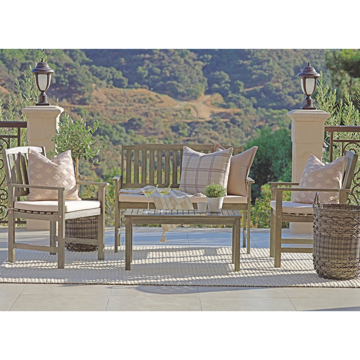 Coaster Home Furnishings Jonah 4 Piece Wood Outdoor Patio Conversation Set, Gray - VMInnovations