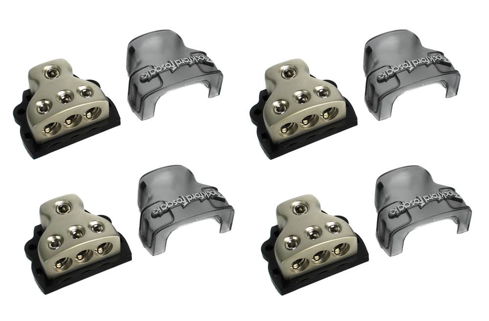 4) ROCKFORD FOSGATE RFD4 0/1/4-Gauge Ga Car Audio Distribution Blocks 1-In 3-Out