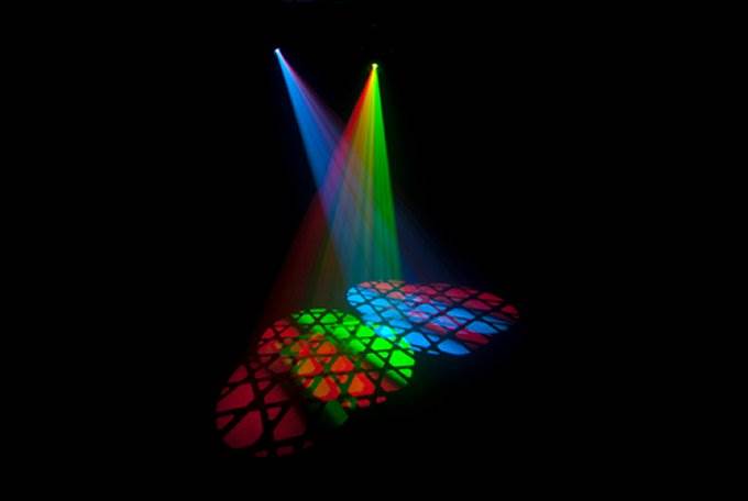 (2) CHAUVET Intimidator Spot 255 LED Lights w/ (2) ADJ Mega Par Profile Lights