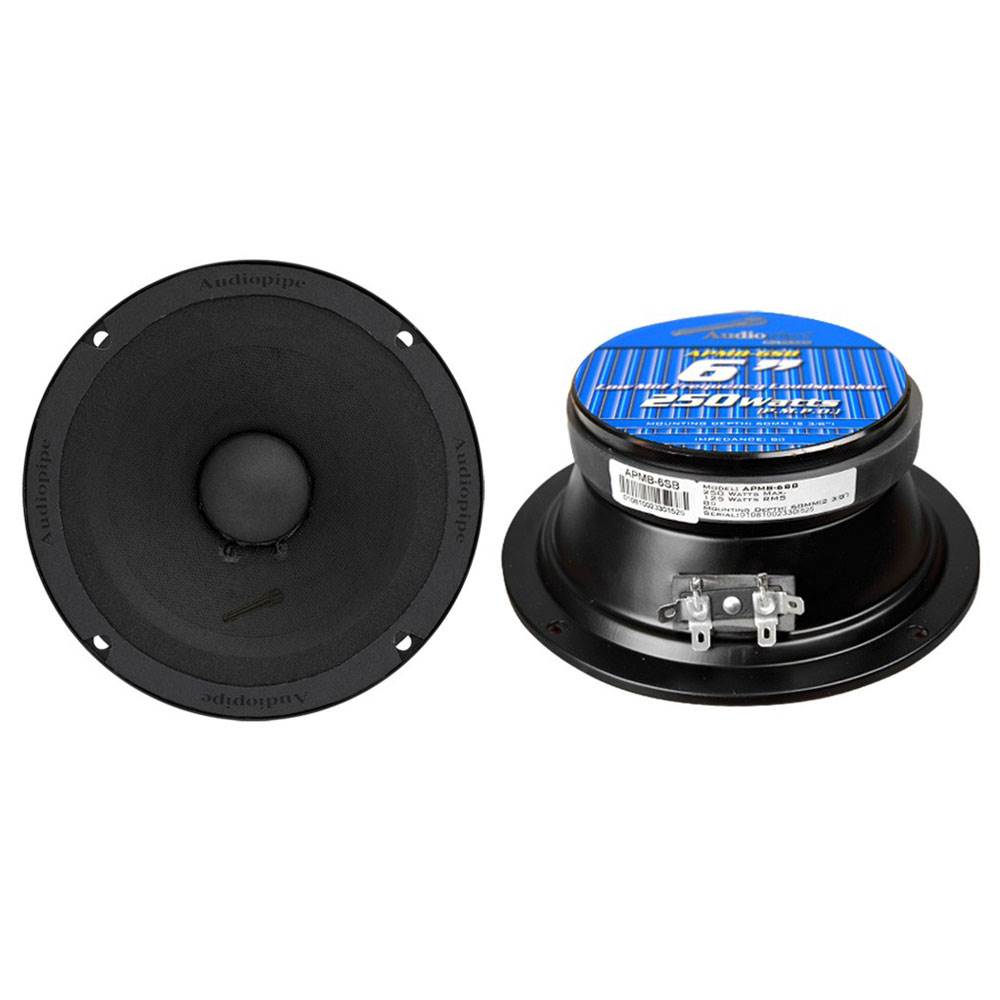 Audiopipe APMB-6SB 250 Watt 6" Low Mid Frequency Car Audio Loudspeakers (4 Pack)