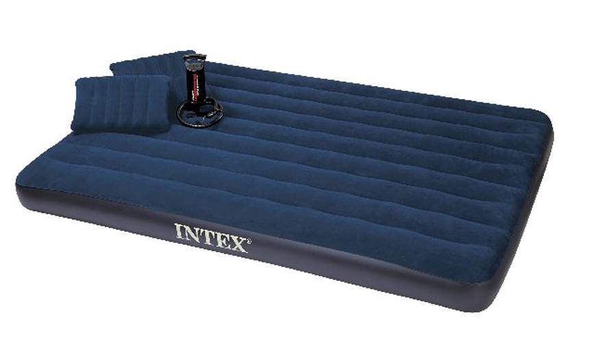INTEX Queen Classic Raised Downy Airbed Mattress Bed with Hand Pump (Open Box)