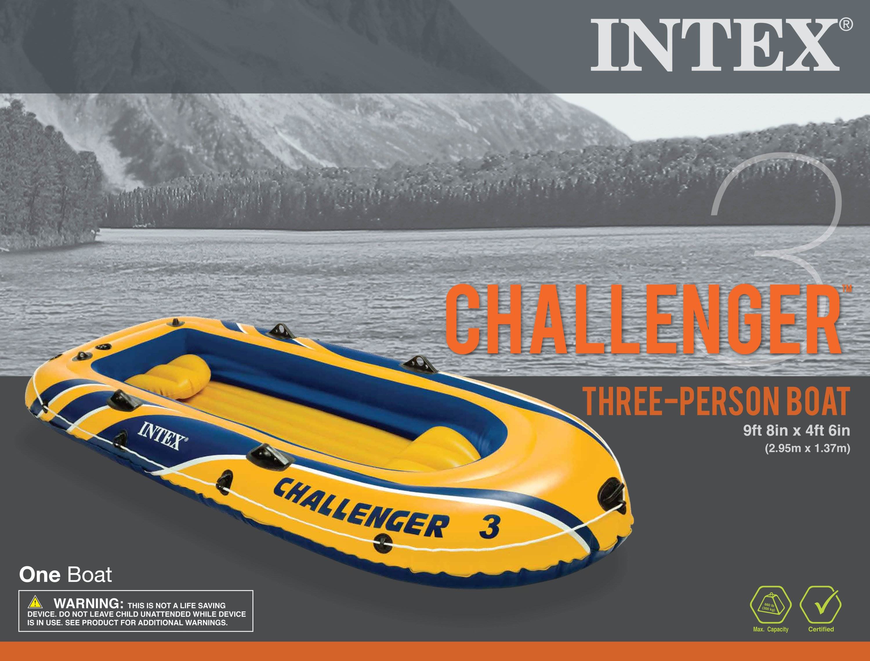 Intex Challenger 3 Inflatable Three-Person Boat Raft | 68369EP (Open Box)