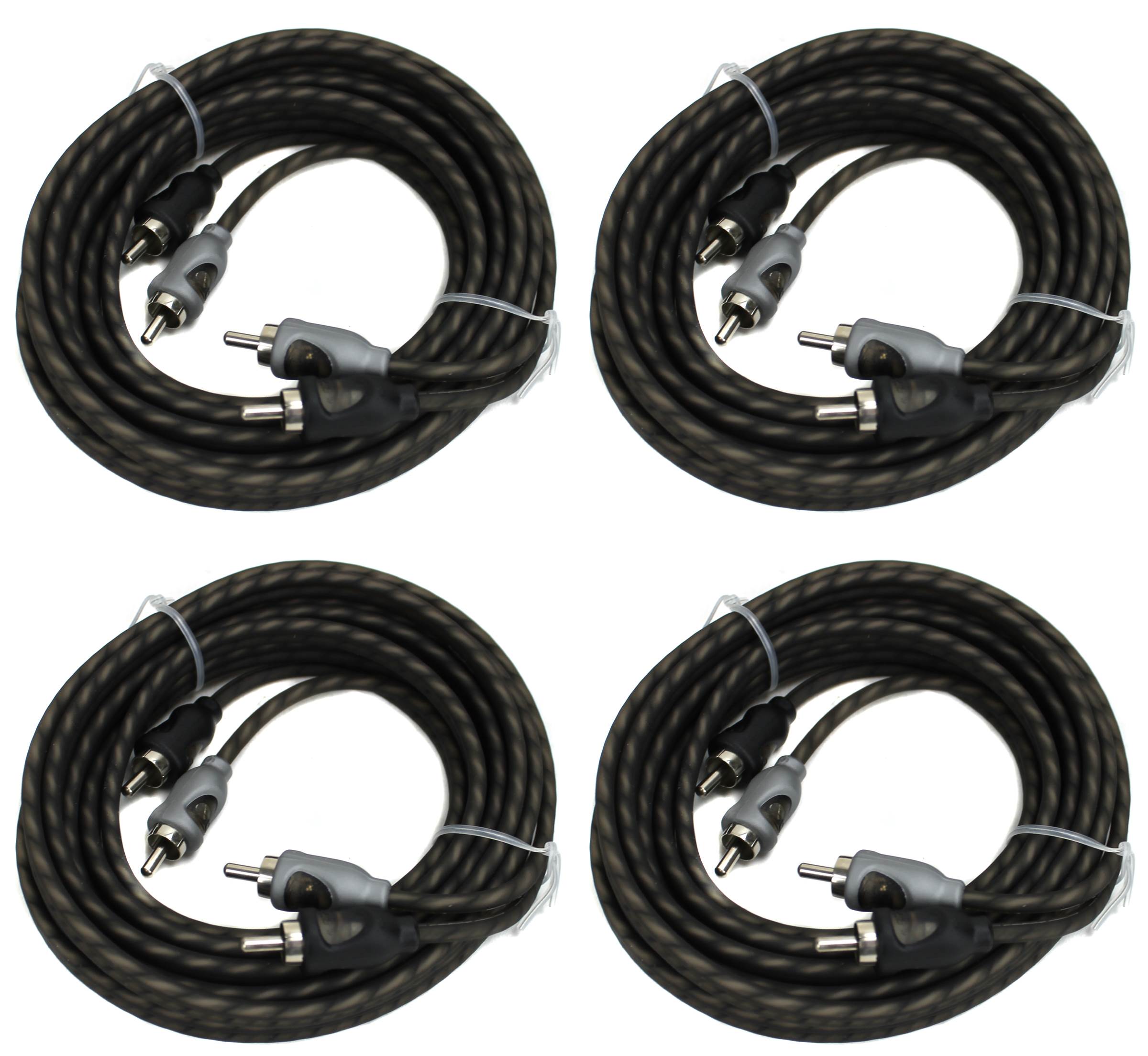 Rockford Fosgate RFI-10 10' Feet 2 Channel RCA Car Audio Signal Cables (4 Pack)
