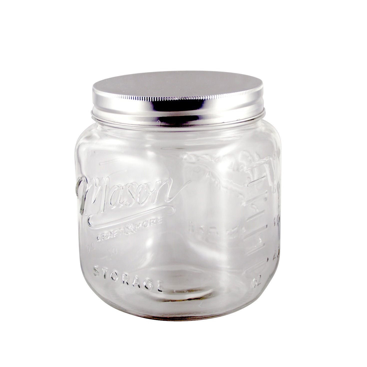 Grant Howard Jumbo 92oz Wide Mouth Mason Embossed Glass Storage Jar (Open Box)