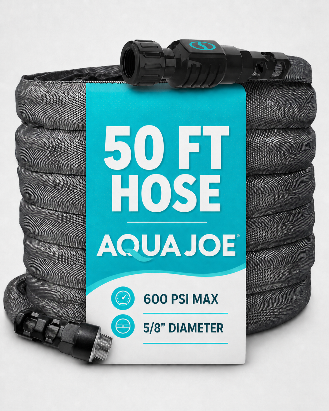 Aqua Joe FiberJacket Garden Hose, Kink-Resistant, 50' x 5/8" Diameter - VMInnovations