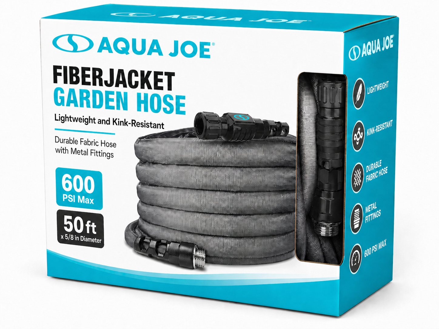 Aqua Joe FiberJacket Garden Hose, Kink-Resistant, 50' x 5/8" Diameter - VMInnovations