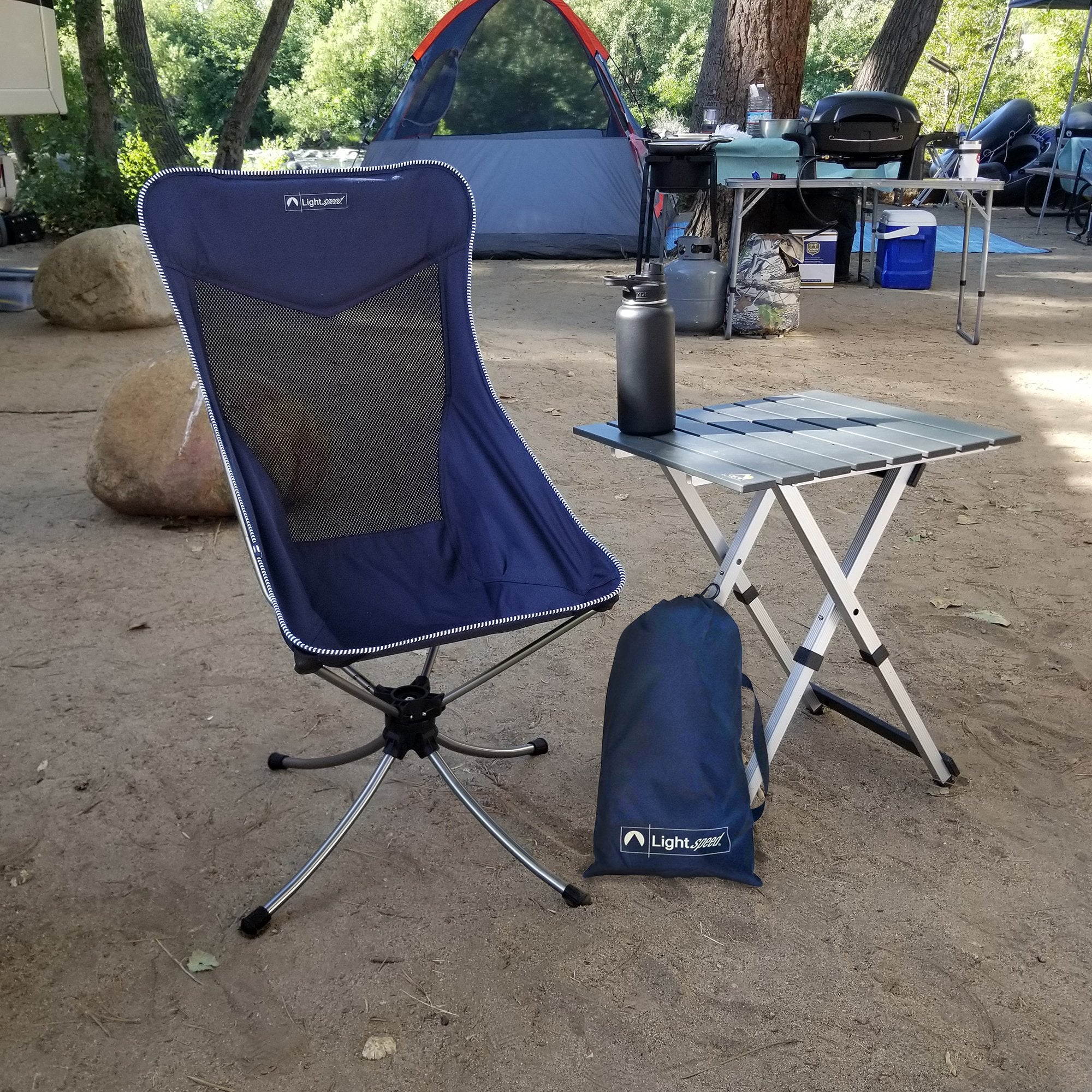 Lightspeed Silent Swivel Lightweight 360 Degree Outdoor Chair, Blue (Open Box) - VMInnovations