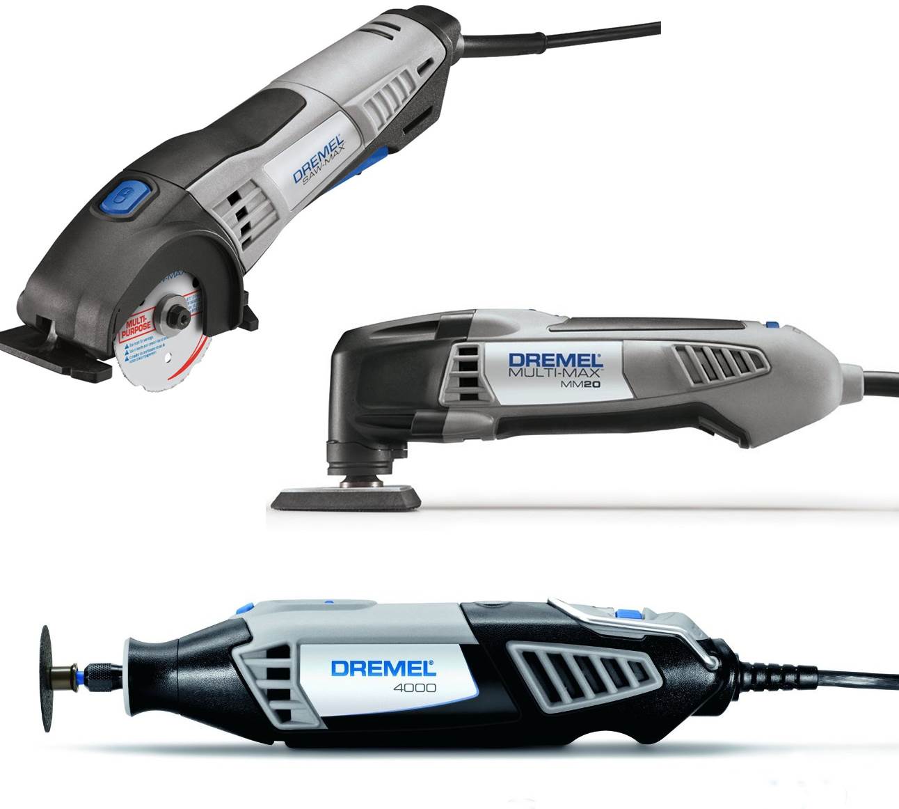 Dremel 4000 Rotary Tool Kit + SM20 SawMax + MM20 Multi-Max Three Tool Combo Pack