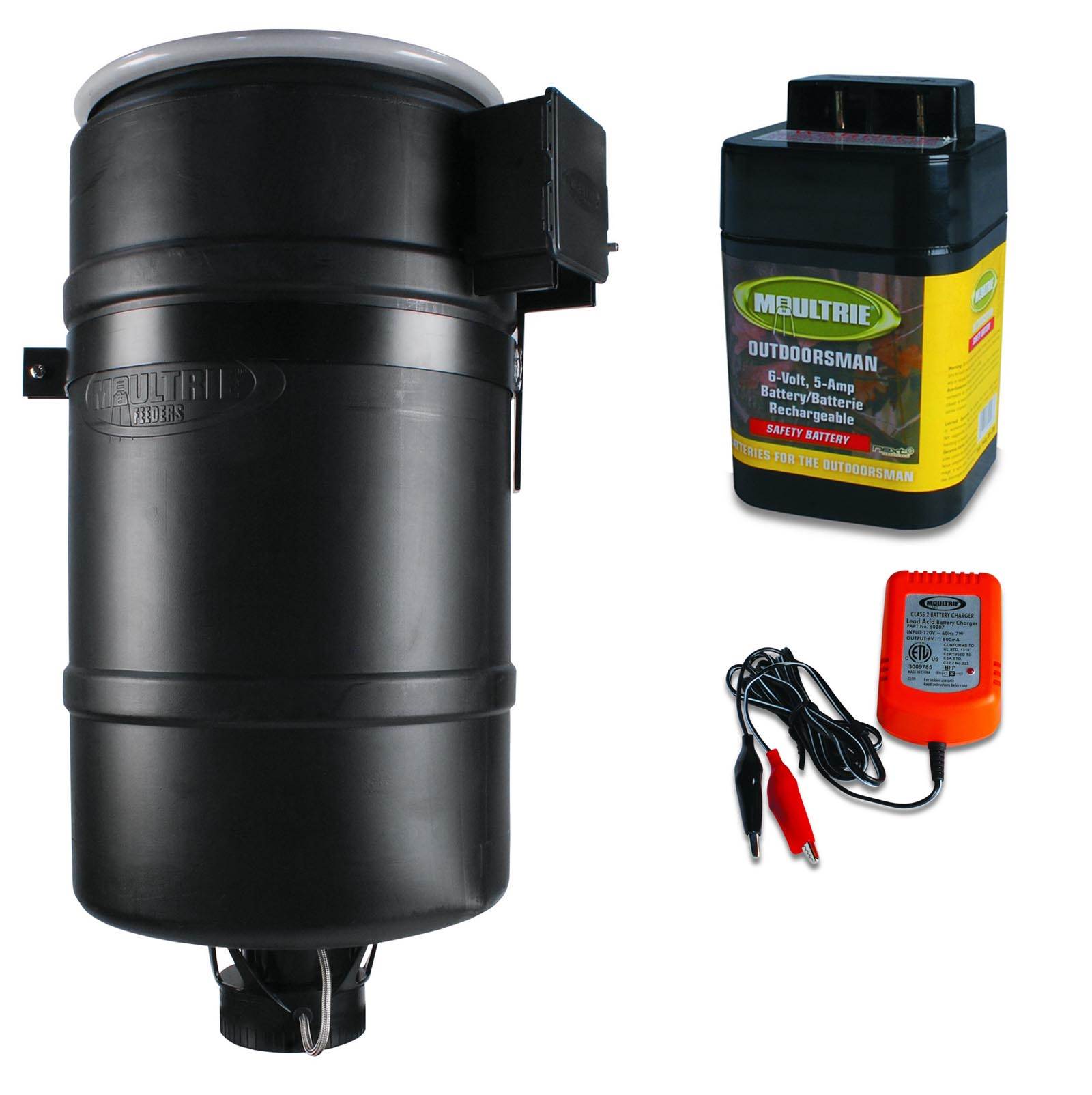 MOULTRIE 30 Gallon FeedCaster Pro Directional Fish Feeder + 6V Battery & Charger