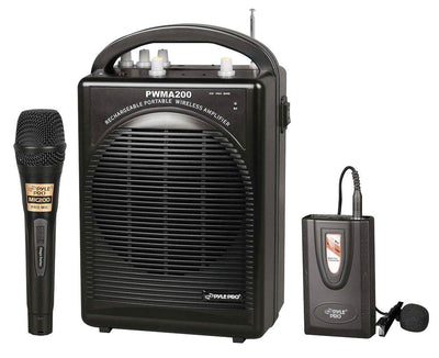 Pyle PWMA200 Rechargeable Portable PA System with Wireless Lavalier/Headset MIC