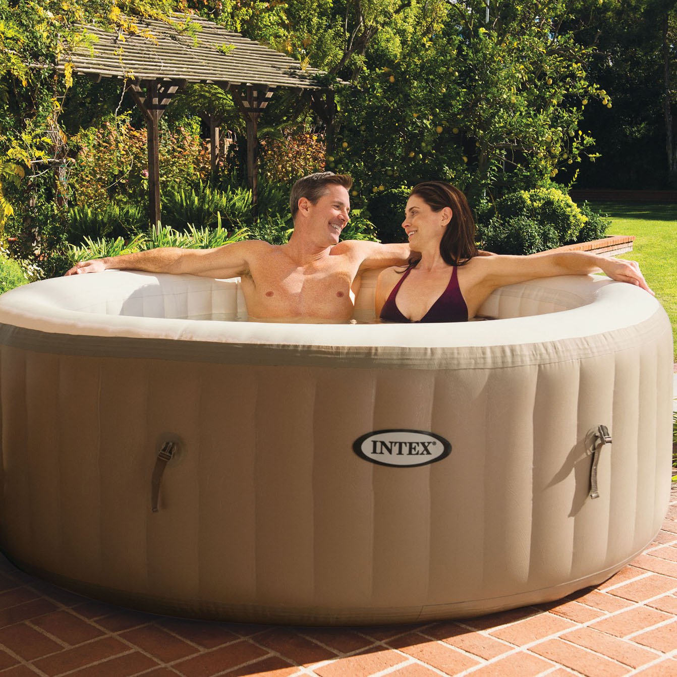 Intex PureSpa 4 Person Inflatable Spa, Cover, & Filter Cartridges (6 Filters) - VMInnovations