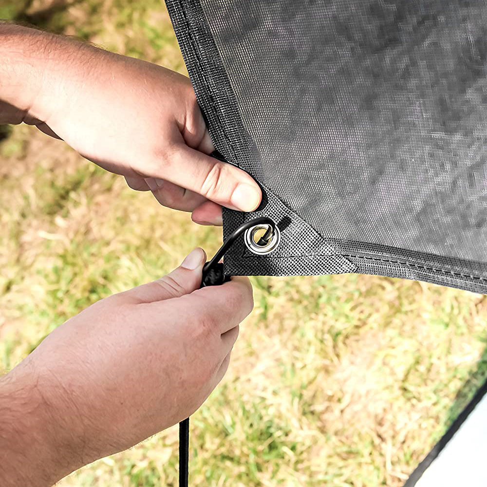 Camco 10 Foot Front Sun Block Panel Awning Screen for RV Camper Shade, Black - VMInnovations