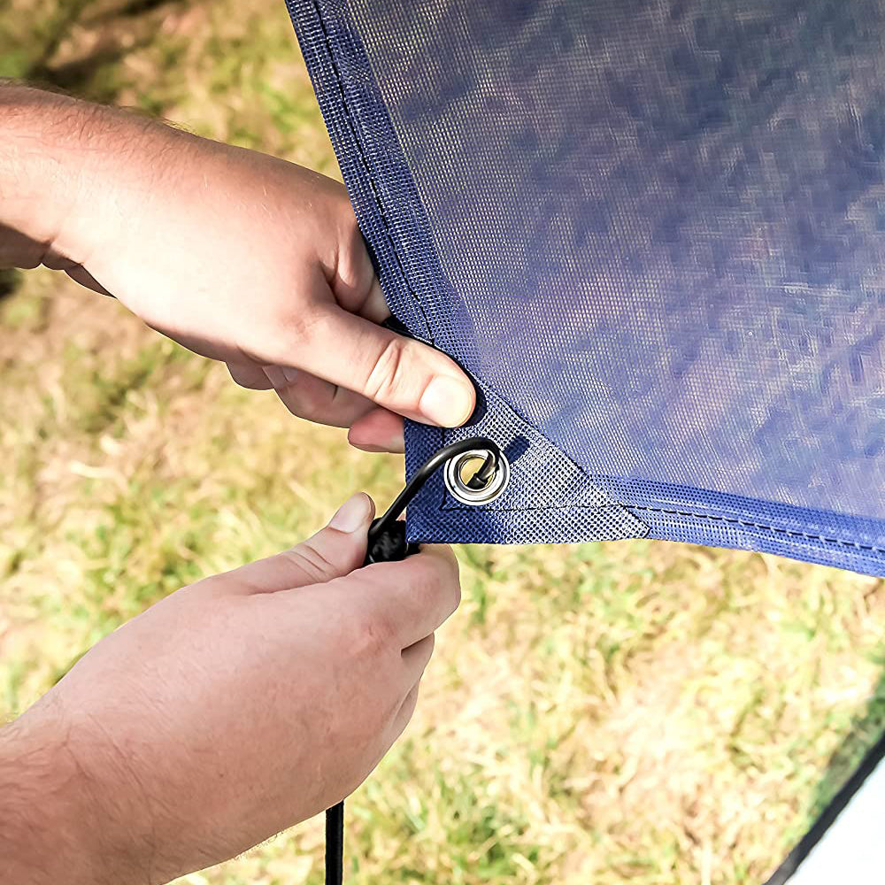 Camco 10 Foot Front Sun Block Panel Awning Screen for RV Camper Shade, Blue - VMInnovations