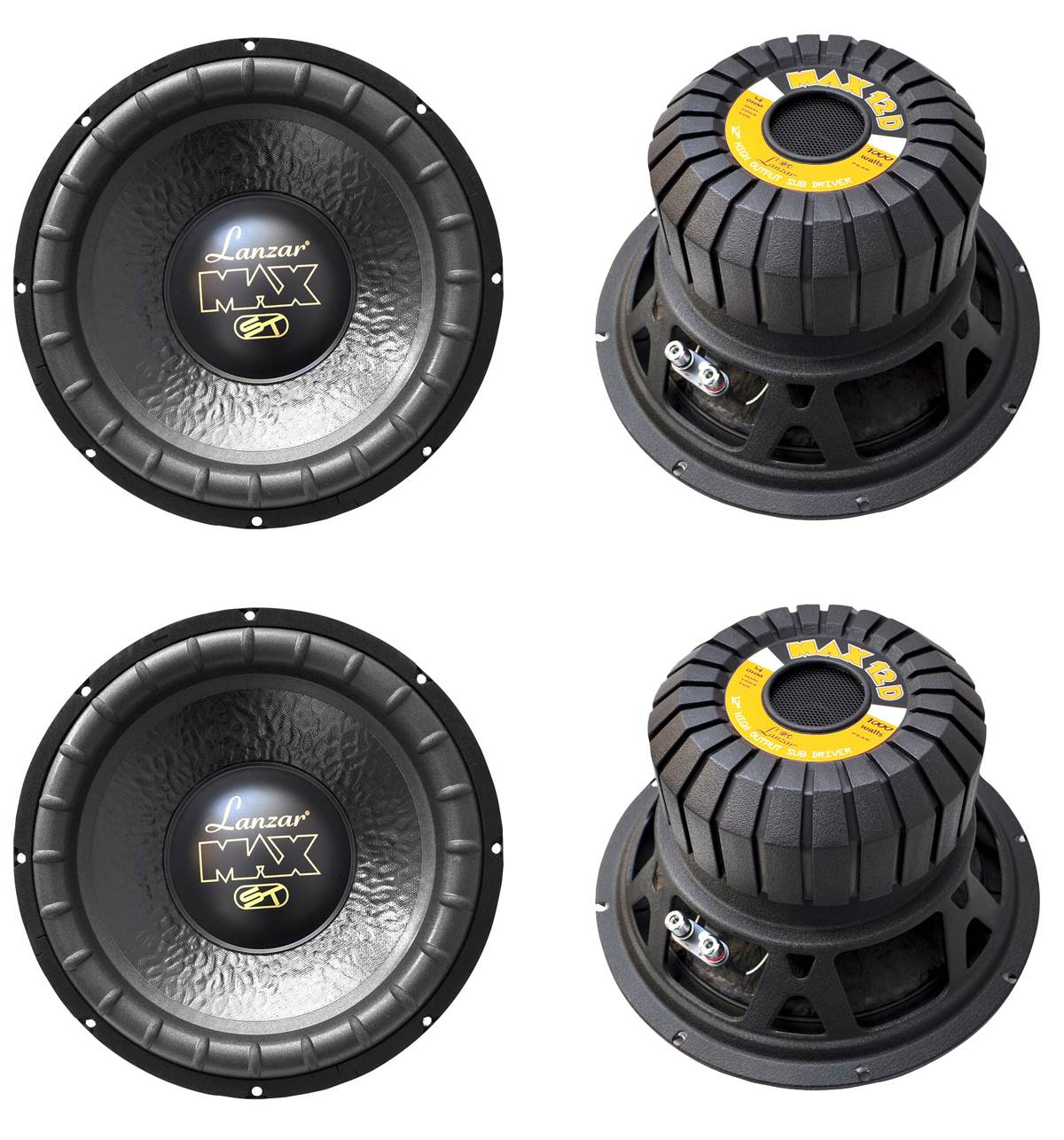 4) LANZAR MAX12D 12" 4000W Car Audio Subwoofers Subs Power Woofers DVC 4 Ohm