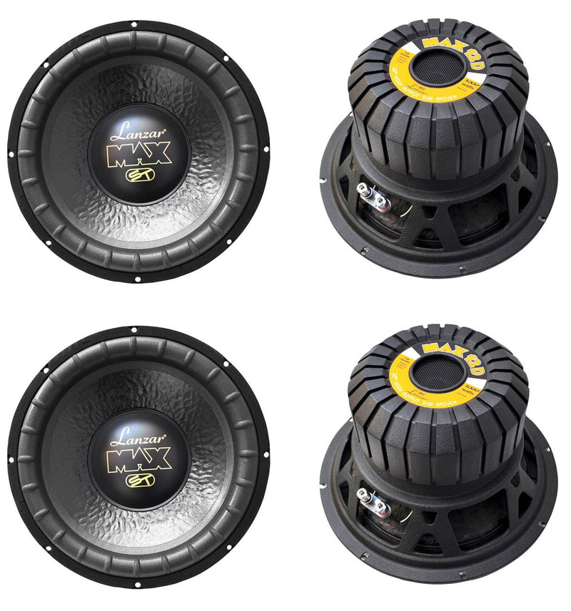 4) LANZAR MAX12D 12" 4000W Car Audio Subwoofers Subs Power Woofers DVC 4 Ohm - VMInnovations