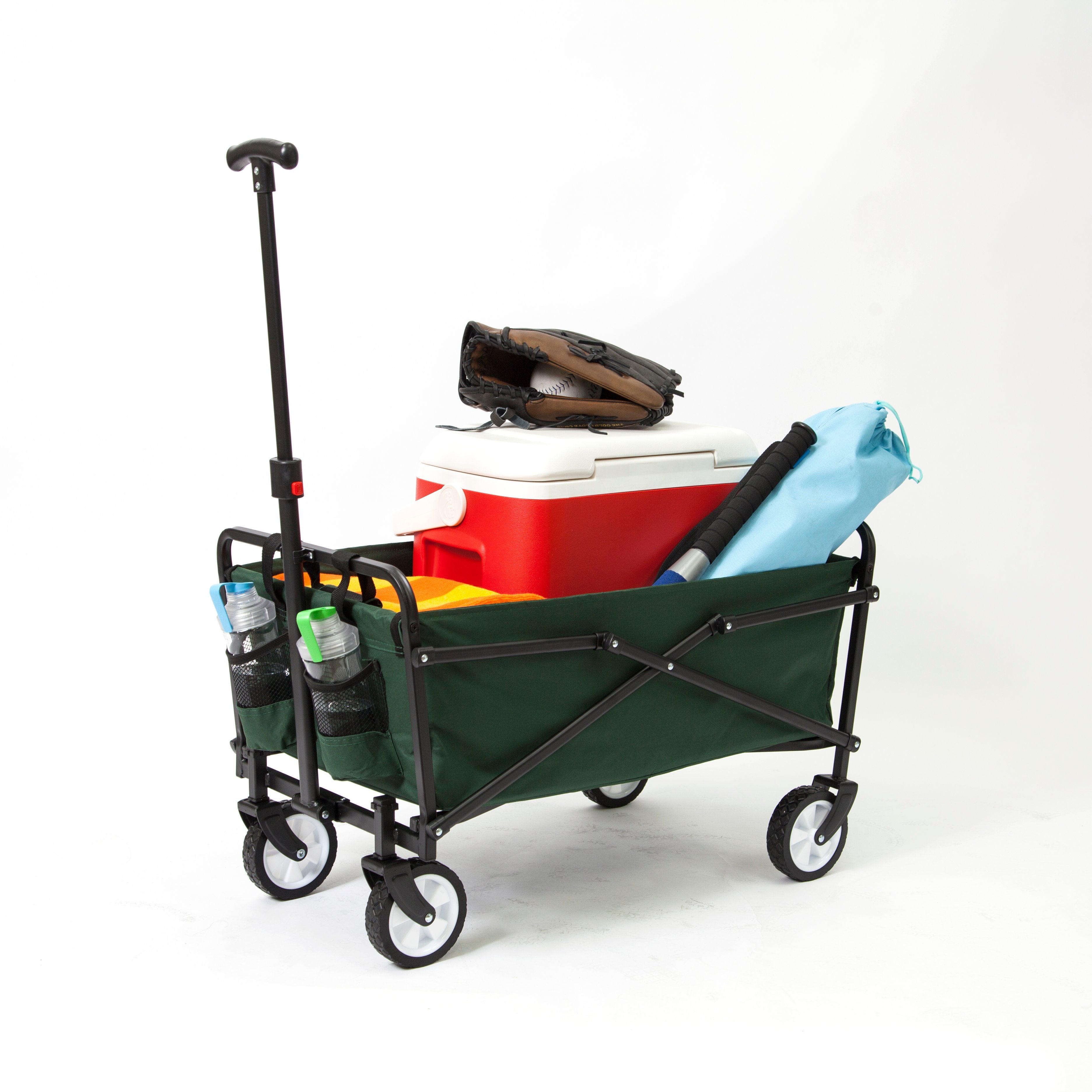 Seina Compact Folding Cart, Green with Seina Steel Collapsible Folding Cart, Red - VMInnovations
