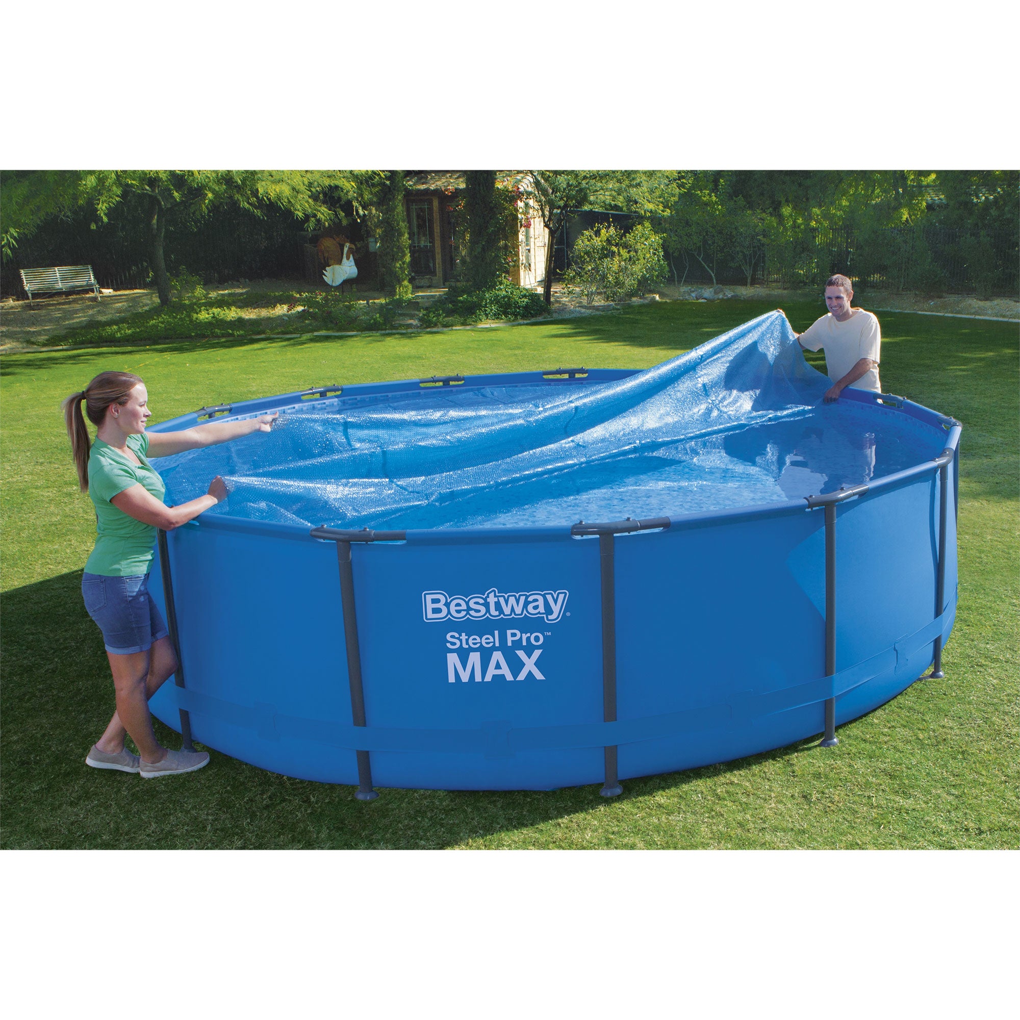 Bestway 15 Foot Round Above Ground Swimming Pool Solar Heat Cover (2 Pack)