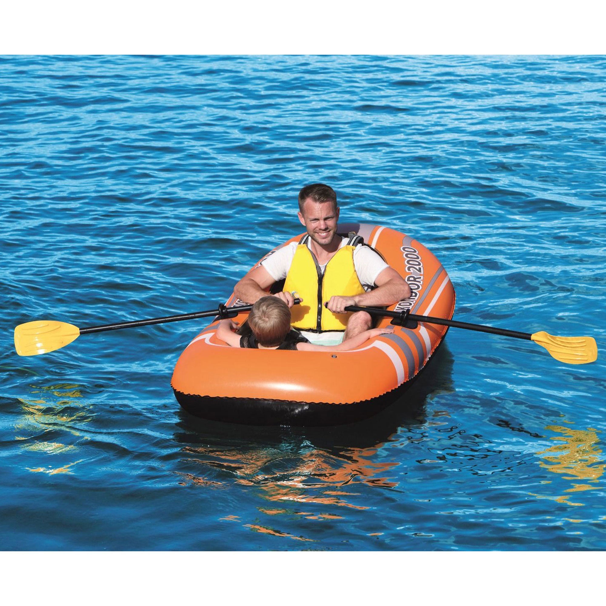 Bestway 77x45 Inches HydroForce Inflatable Raft Set with Oars and Pump (2 Pack) - VMInnovations