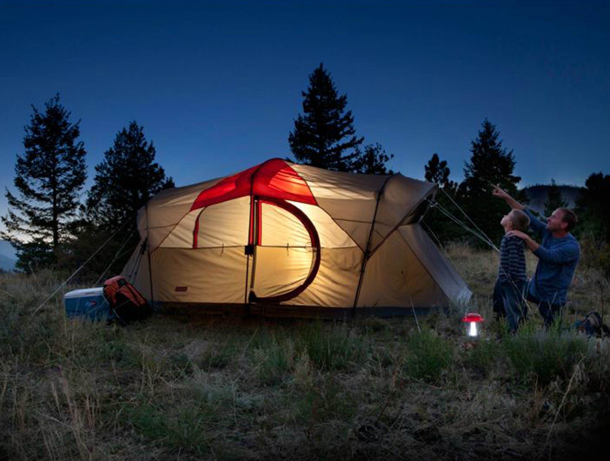 Coleman WeatherMaster 10 Person 2 Room Camping Tent w/ LED Light - Open Box