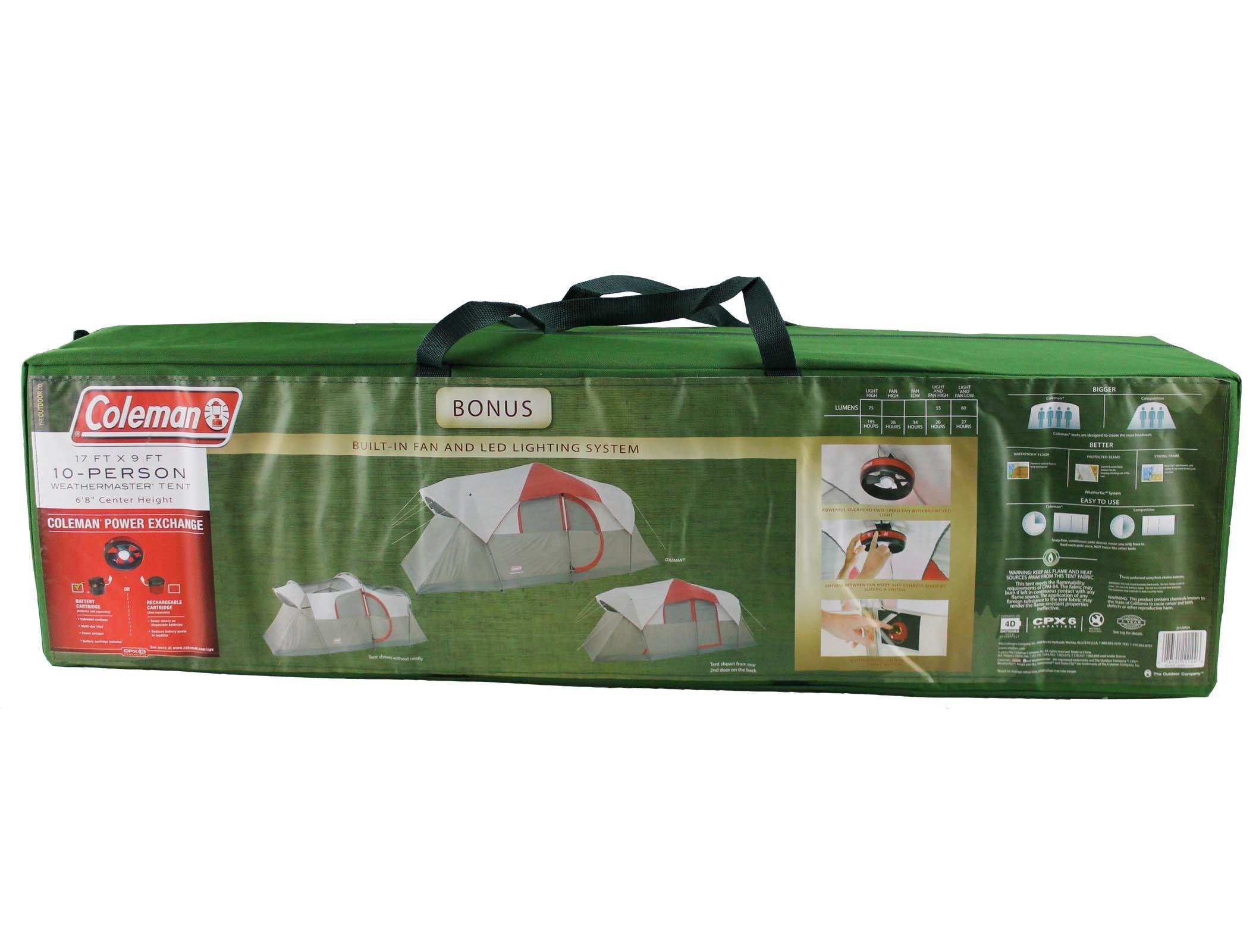 Coleman WeatherMaster 10 Person 2 Room Camping Tent w/ LED Light - Open Box