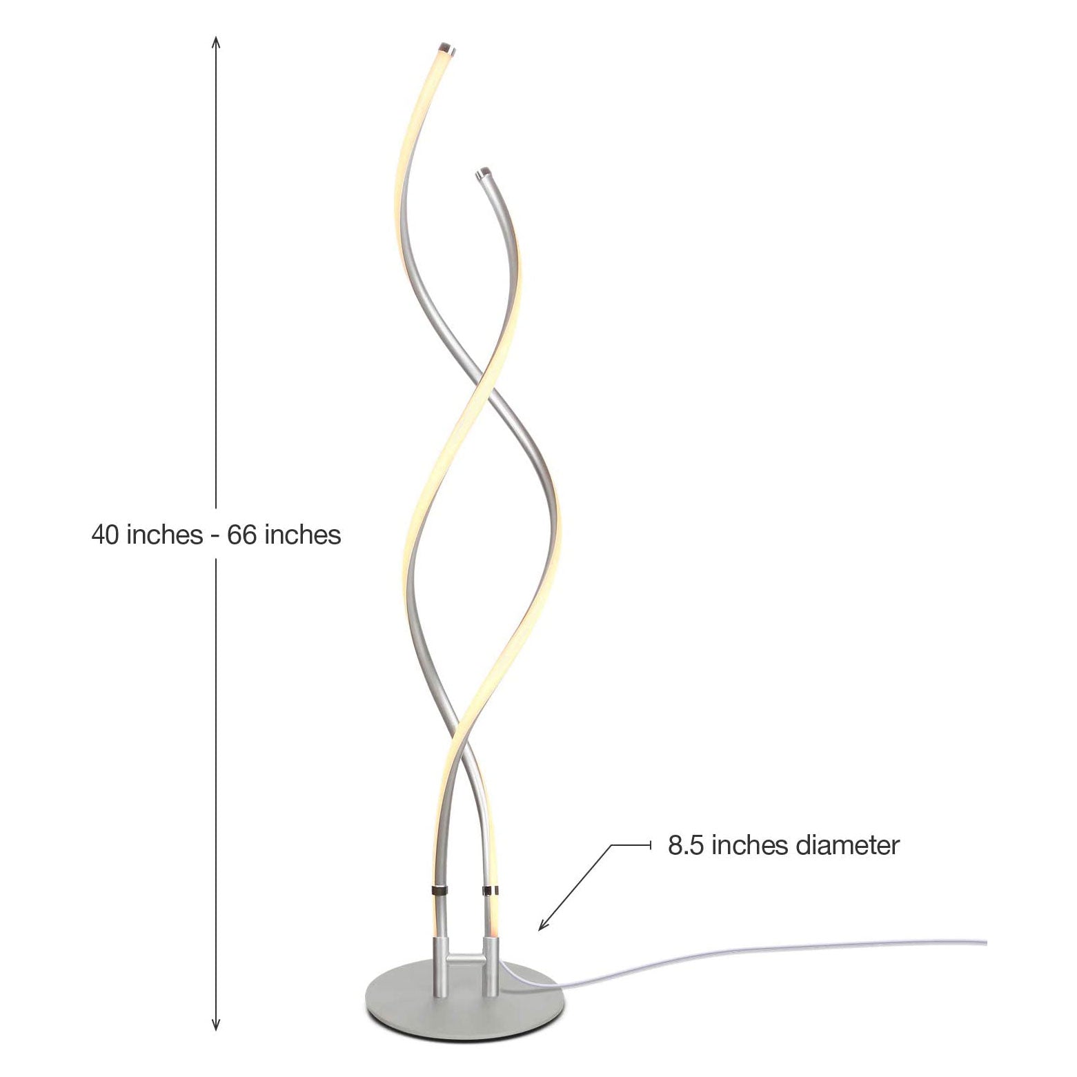Brightech Embrace LED 2 In 1 Spiral Bright Standing Floor Lamp, Platinum Silver (Refurbished)