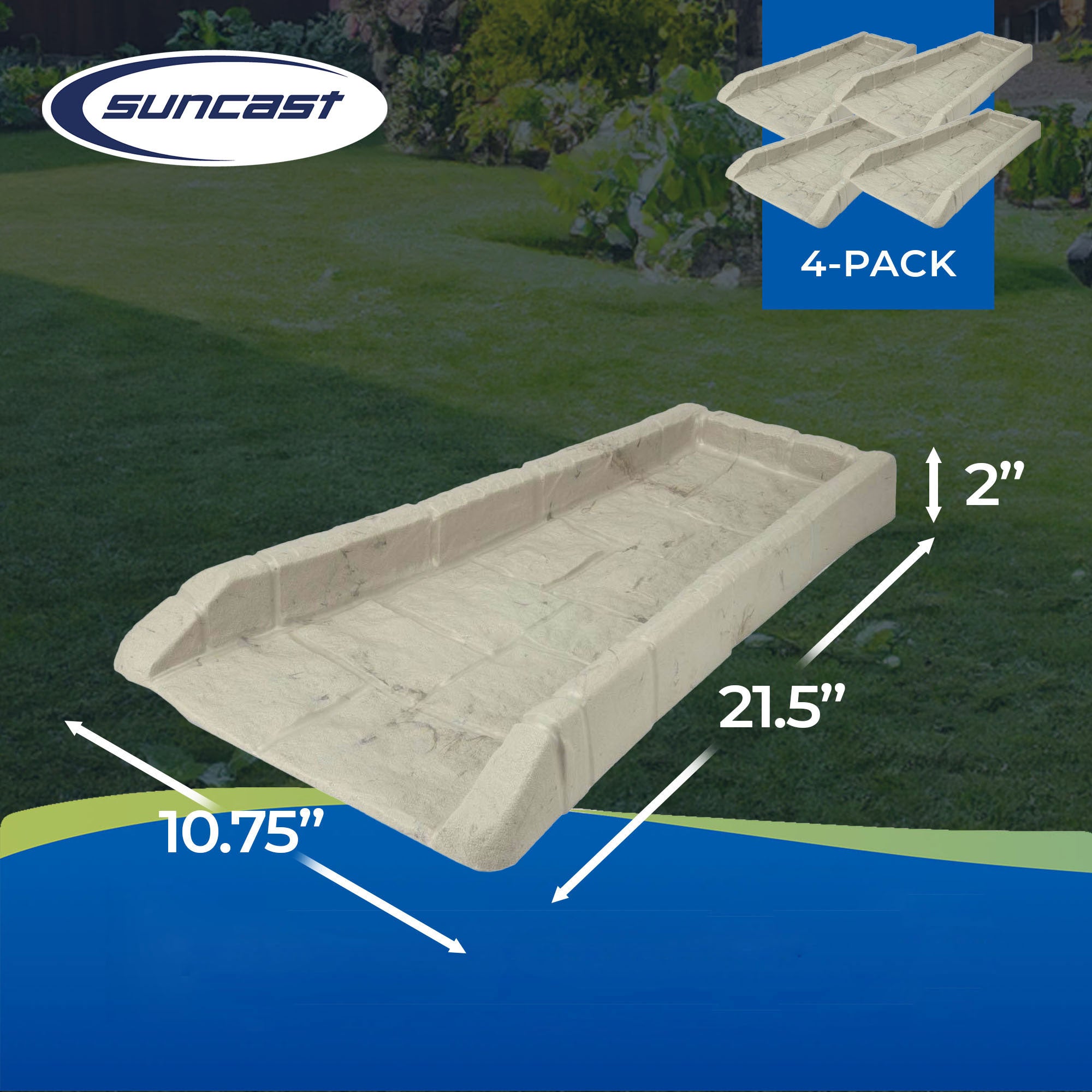 Suncast SB24 Decorative Rain Gutter Downspout Splash Block, Light Taupe (4 Pack) - VMInnovations