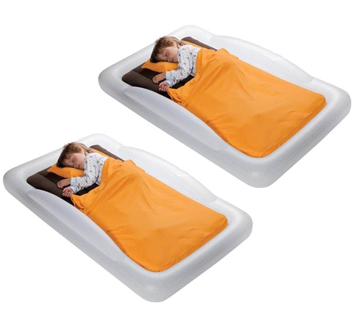 2 Shrunks Tuckaire Toddler Inflatable Travel Air Mattress Beds w/ Security Rails