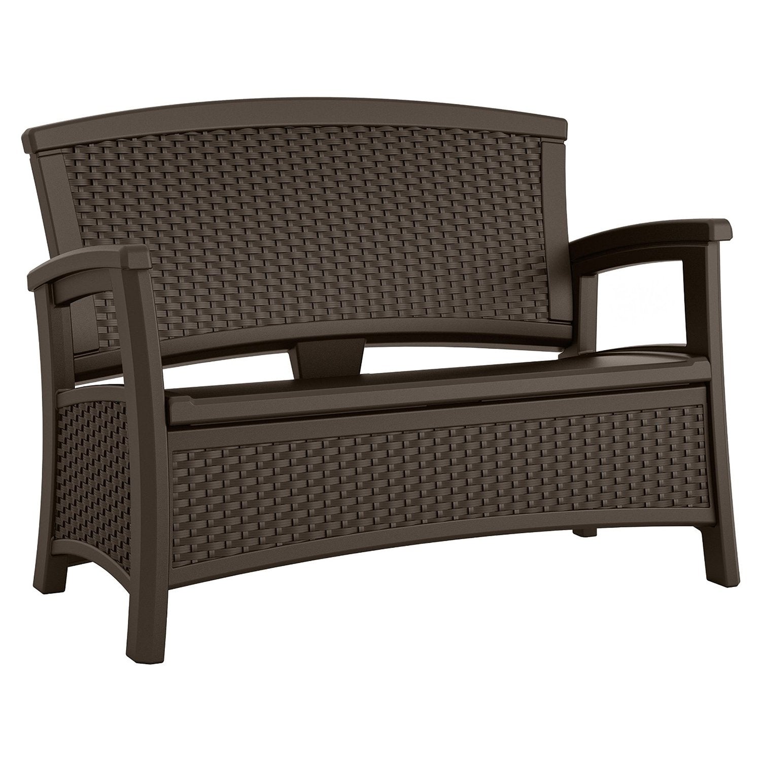 Suncast 13-Gallon Patio End Table w/ Storage w/ Suncast Loveseat w/ Storage