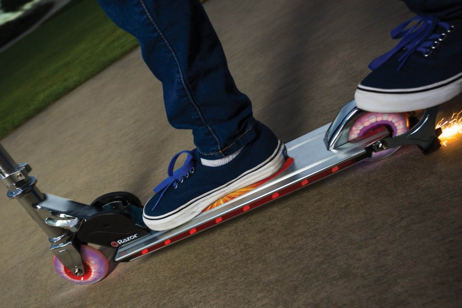 Razor Spark 2.0 Folding Kick Scooter w/ LED Lights - Red | 13010458R - Open Box