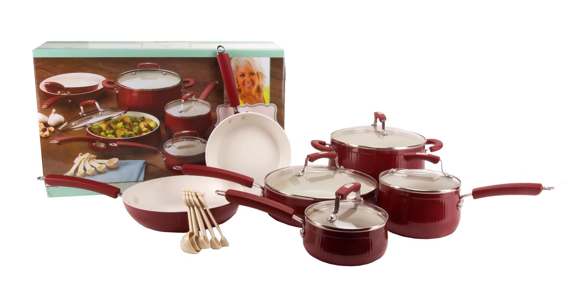 Paula Deen 15-Piece Kitchen Porcelain Cookware Set Nonstick - Missing 3 Qt. Pot