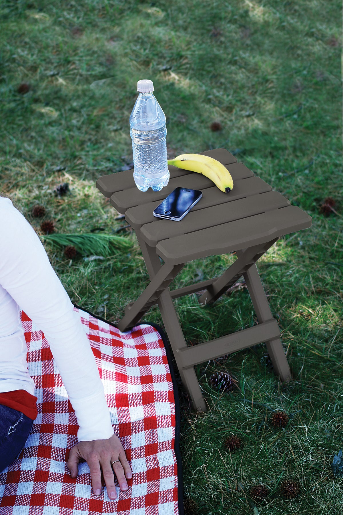 Camco Adirondack Style Folding Plastic Large Table, Indoor/Outdoor Use, Charcoal - VMInnovations