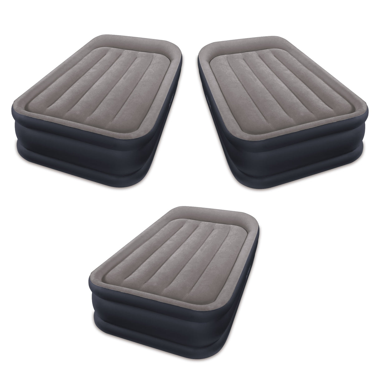 Intex Dura Beam Deluxe Pillow Rest Raised Airbed w/ Built in Pump, Twin (3 Pack) - VMInnovations