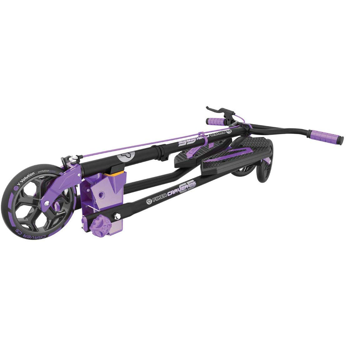 Yvolution Y Fliker Carver C5 Kids/Adult Foldable Wiggle Drifting Scooter, Purple