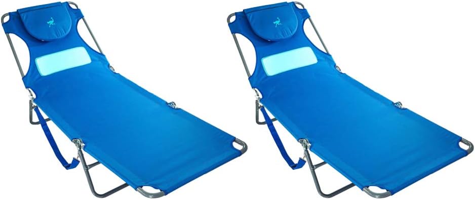 Ostrich Comfort Lounger Face Down Sunbathing Chaise Lounge Beach Chair, (2 Pack) - VMInnovations