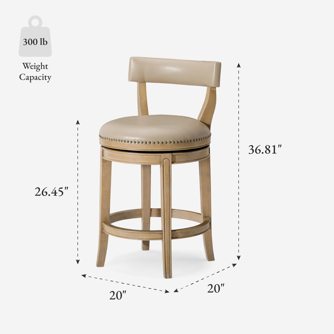 Maven Lane Stool, Weathered Oak Finish w/Avanti Bone Vegan Leather (Used)
