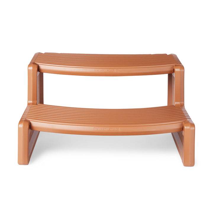 Confer Plastics Handi-Step Spa Hot Tub Stairs for Straight/Curved Spas, Redwood - VMInnovations