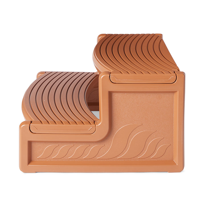 Confer Plastics Handi-Step Spa Hot Tub Stairs for Straight/Curved Spas, Redwood - VMInnovations