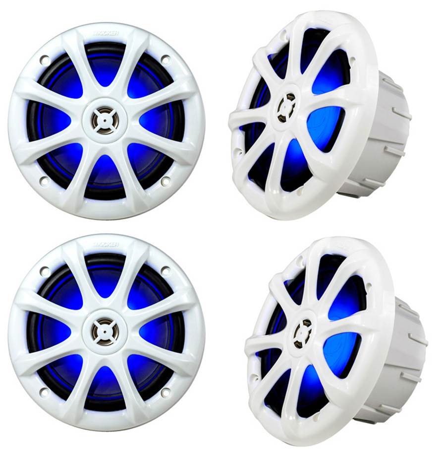 4) New Kicker 11KM6LW 6" 390W 2-Way Marine Boat/ATV Waterproof Speakers White