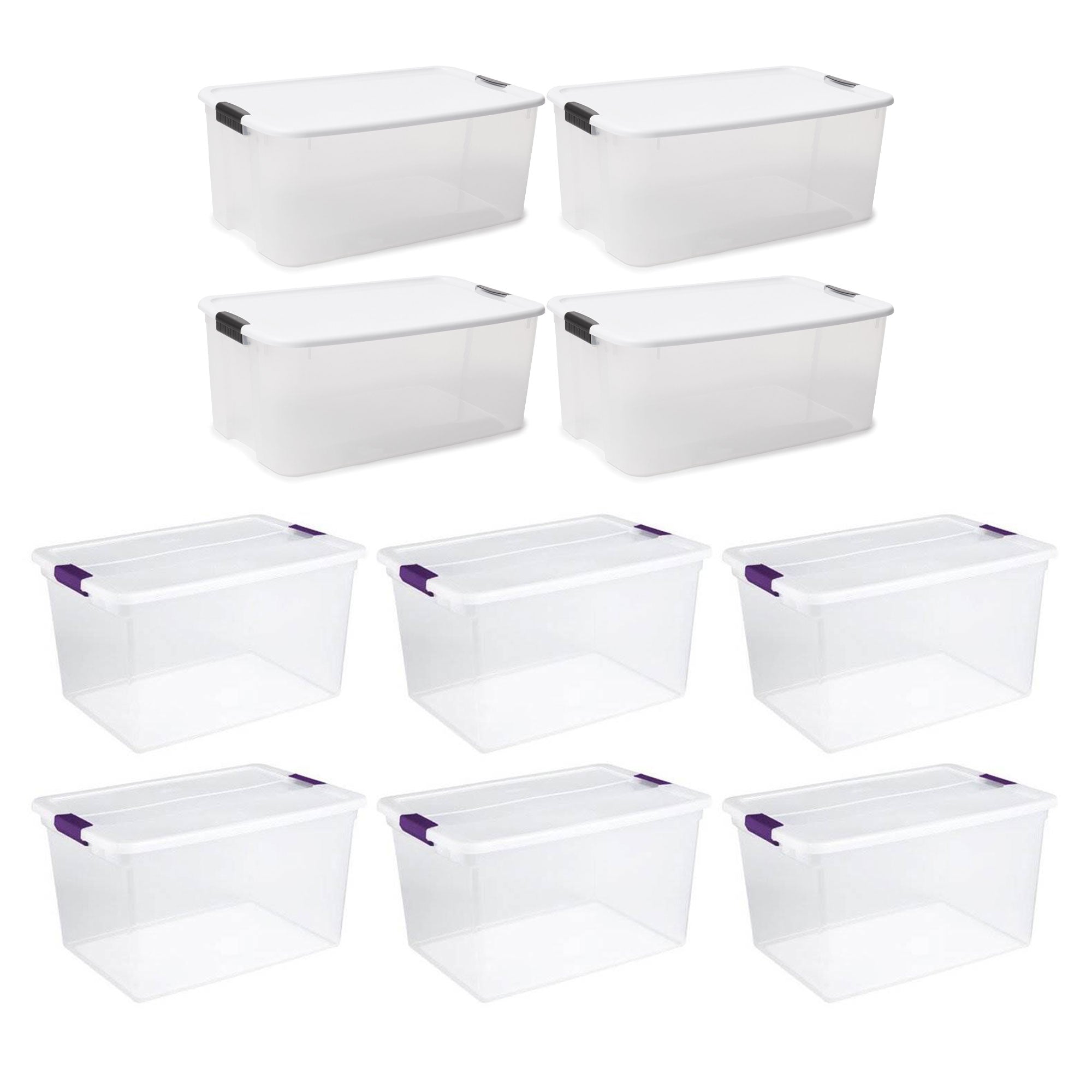 Sterilite 116 Quart Storage Totes, 4 Pack, and 66 Quart Storage Totes, 6 Pack - VMInnovations
