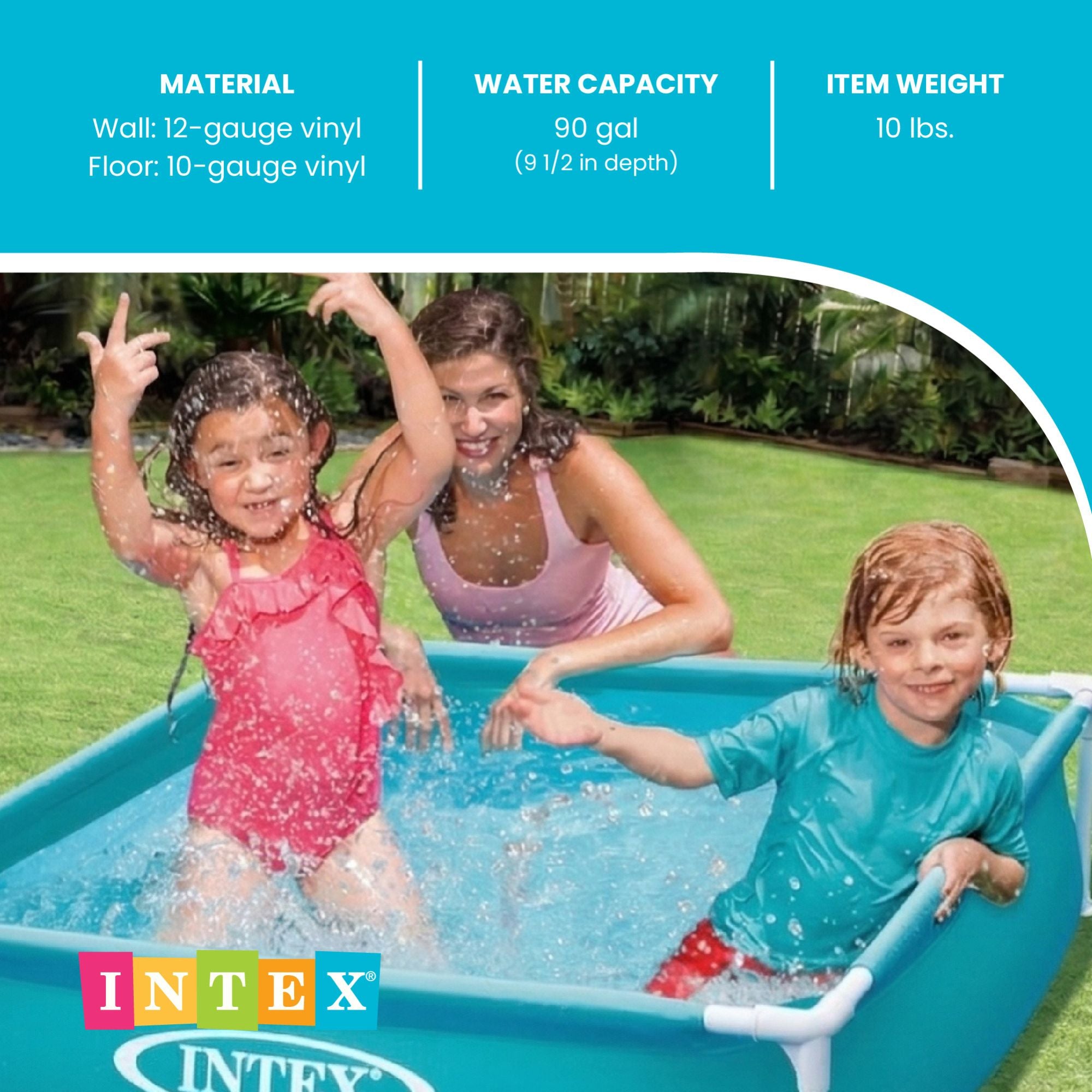 Intex 4ft x 12in Mini Frame Kiddie Beginner Swimming Pool, Ages 3 and Up, Blue