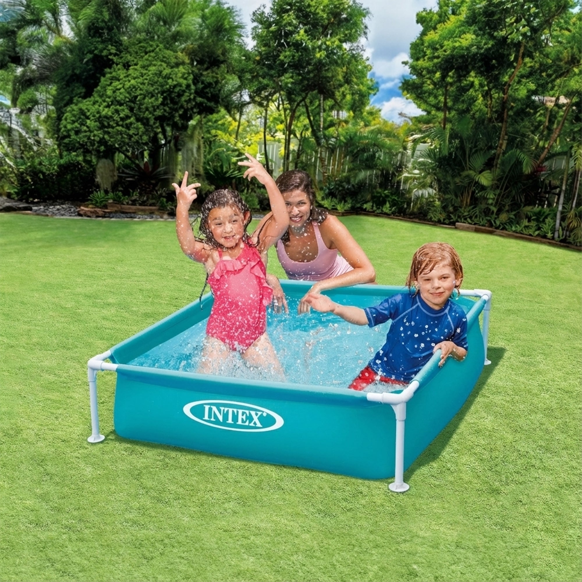 Intex Mini Frame Kids 4ft x 4ft x 12in Beginner Kiddie Swimming Pool (2 Pack)