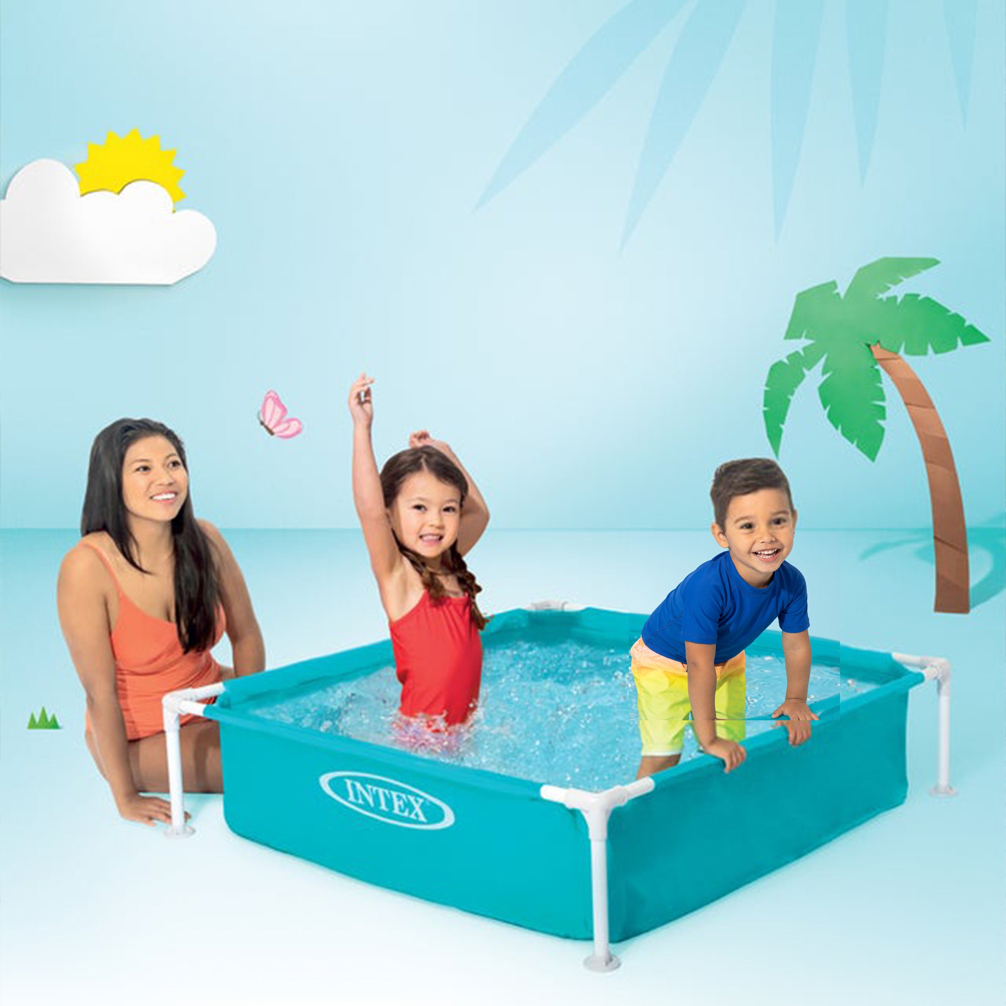 Intex Mini Frame Kids 4ft x 4ft x 12in Beginner Kiddie Swimming Pool (2 Pack)