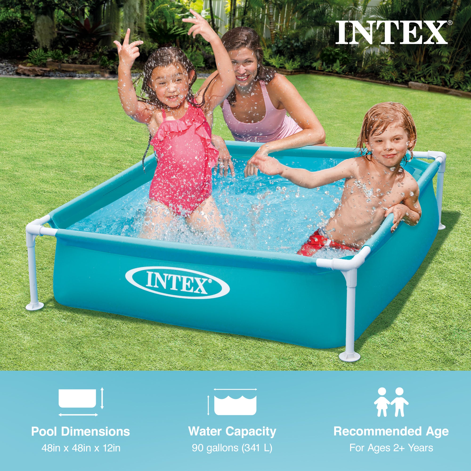 Intex 57173EP 4ft x 12in Mini Frame Kiddie Beginner Frame Swimming Pool, Blue (Refurbished)