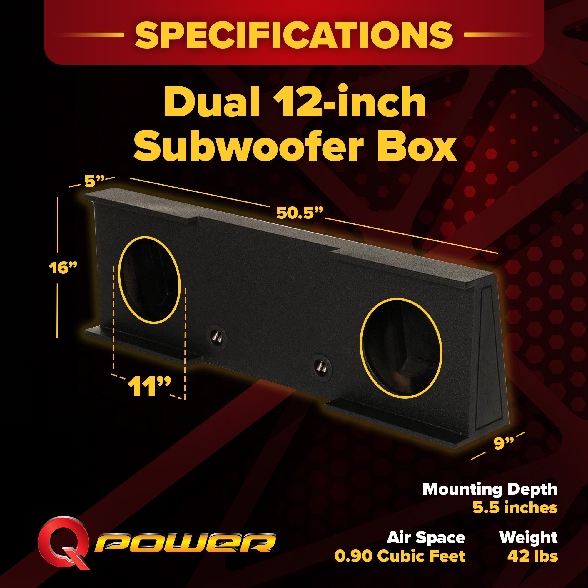 QPower GMC Chevy Crew Cab 07-13 Dual 12" Sub Box w/Bedliner Spray (Open Box)