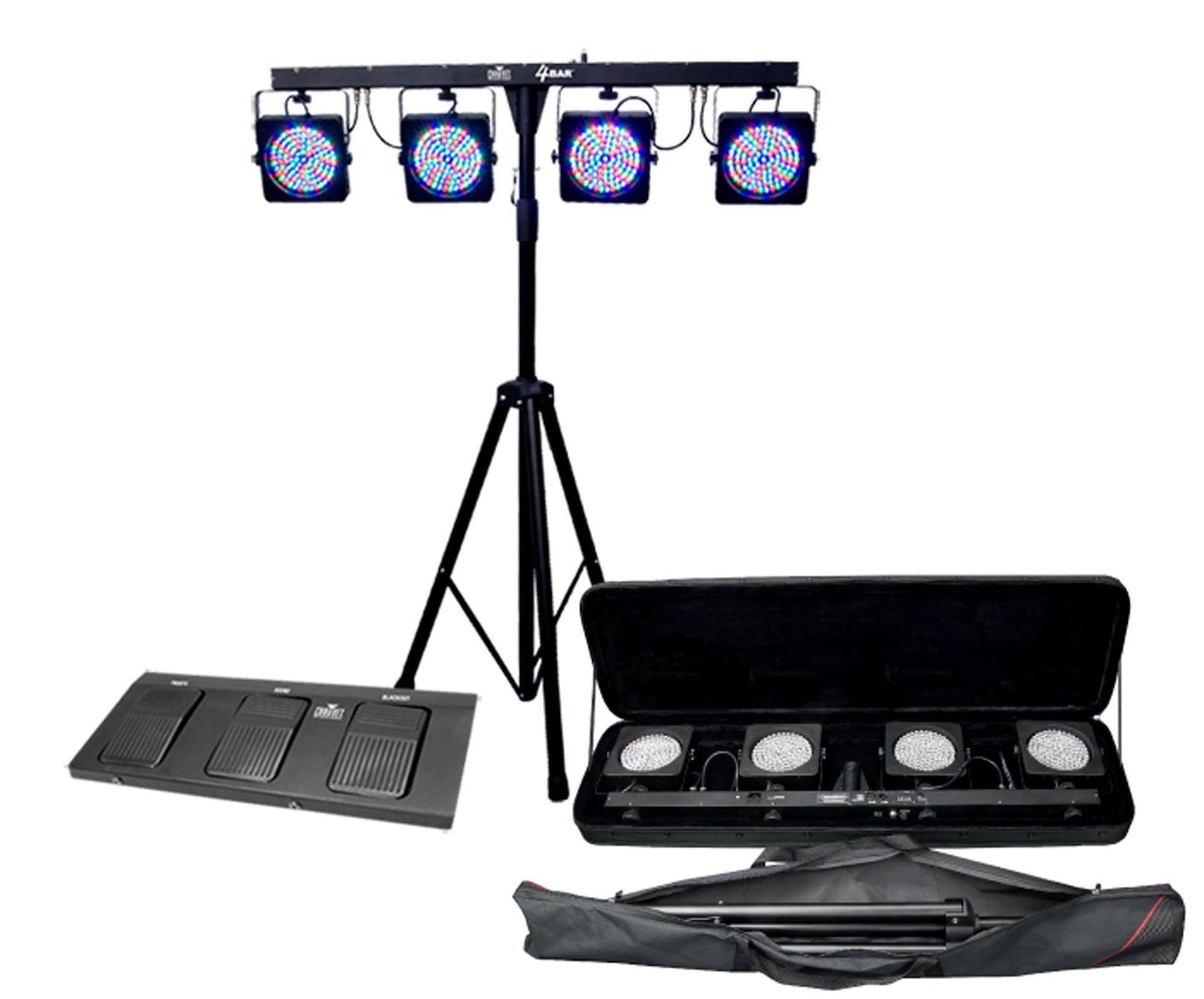 CHAUVET 4BAR 4 BAR DMX LED Stage Wash Light System w/ Tripod, Case & Footswitch - VMInnovations
